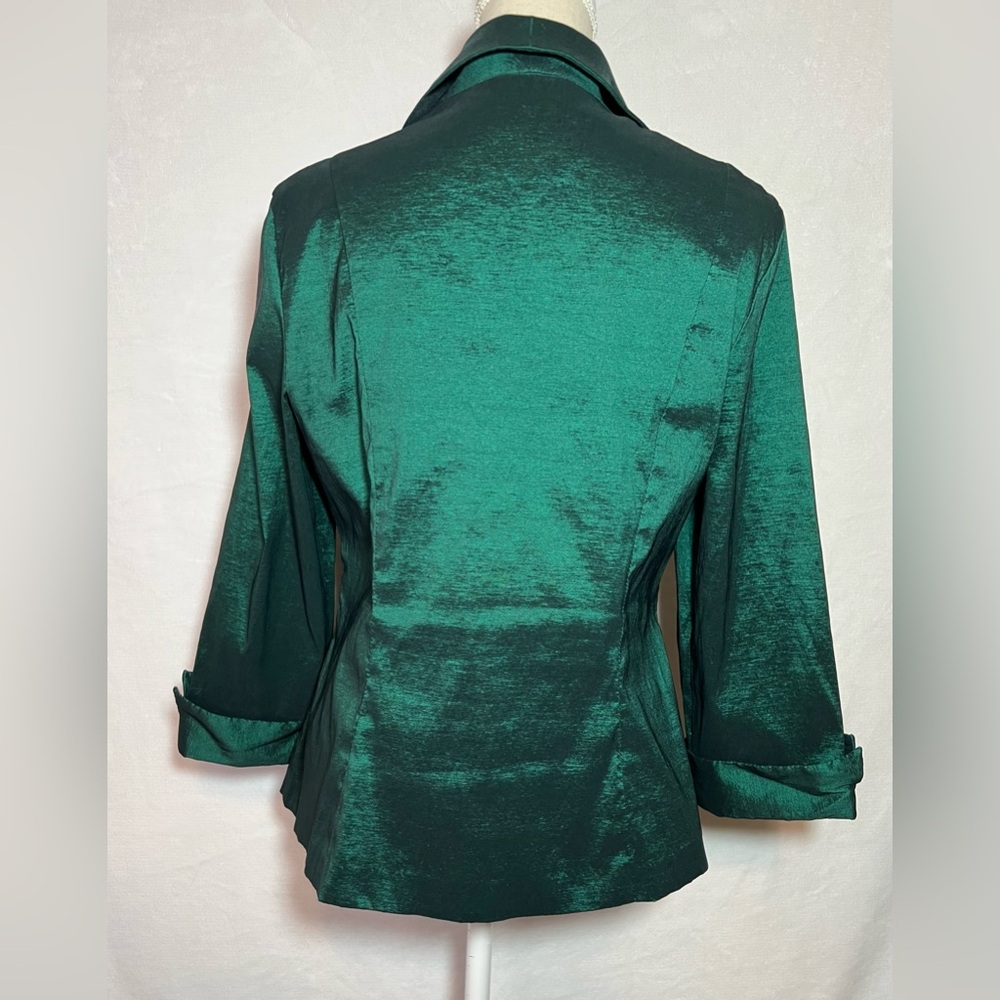 Blu Sage Formal Blouse Women’s Size 12 Green with Rhinestone Buttons - Picture 4 of 7
